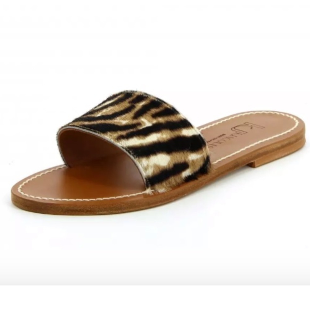 K. Jacques Anacapri Horsy Tigre leather slides Sz EU 36 US 5‎ new